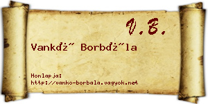 Vankó Borbála névjegykártya